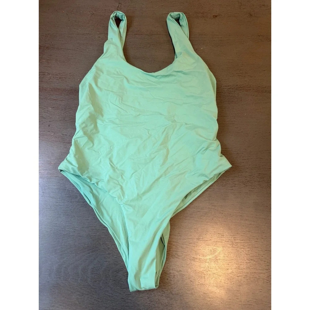 Dippin' Daisy's Mint Green One Piece Swimsuit Scoop Neck Low Back Size L 1193